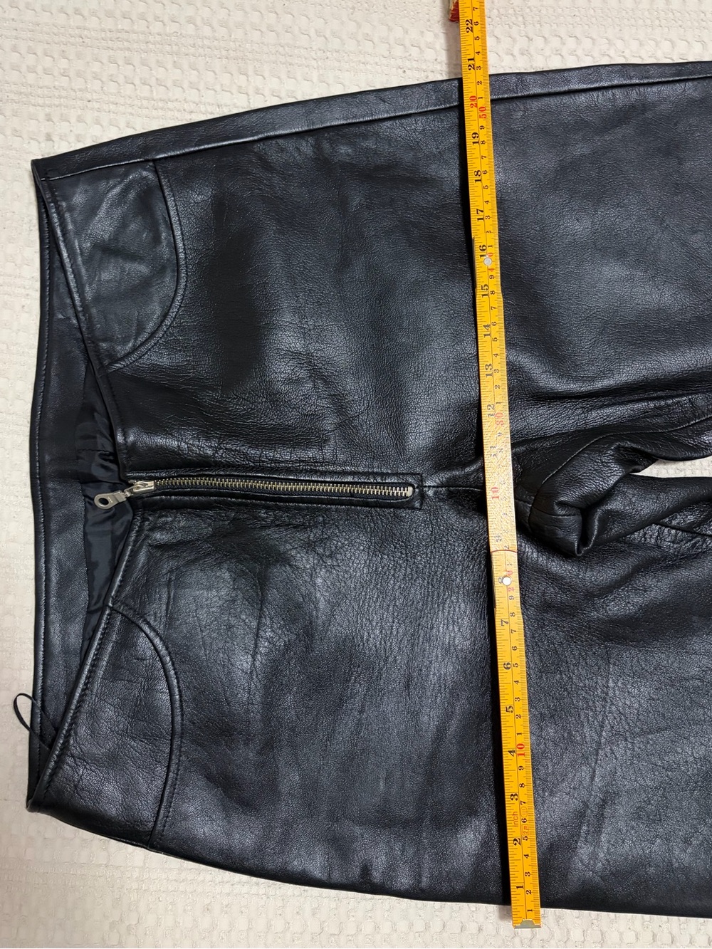 Vintage First Women's Black Genuine Leather Straight Pants Front Zip Lined 12 - Picture 11 of 12